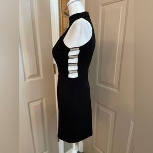 Xtraordinary little black dress with open sides connected with rhinestones Sz 1